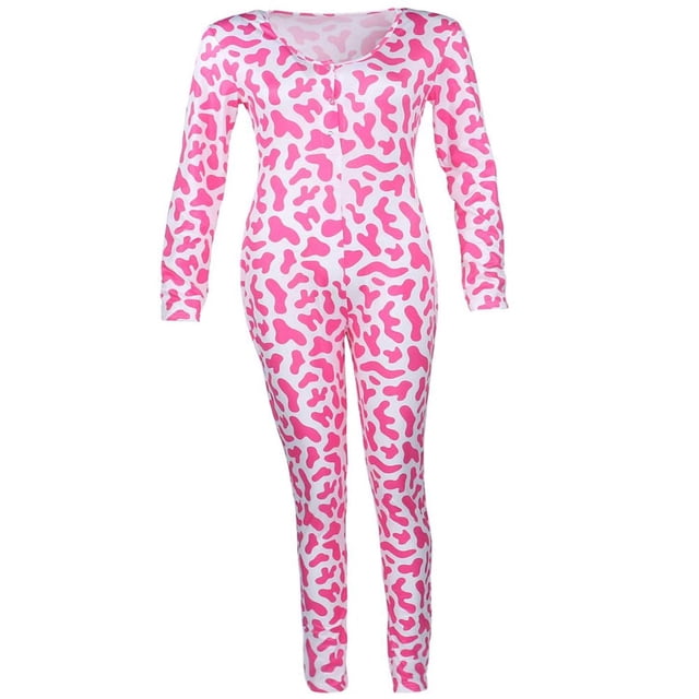 Womens One Piece Sleepwear Cartoons Print Pajamas Jumpsuit Rompers