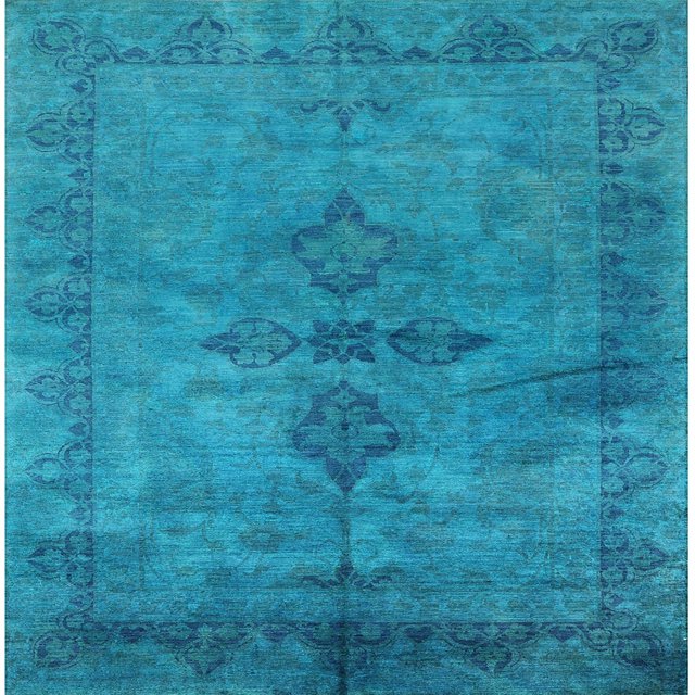 Ahgly Tapis d'Intérieur Lavable en Machine Carré Industriel Moderne Bleu Ciel Profond, 6 Pieds Carré