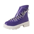 thumbnail image 1 of Birdeem Women's Plus Size Short Tube Boots, Shiny Soft Leather, Thick Sole, Motorcycle Style, 1 of 6