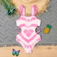 thumbnail image 2 of Girl Swimsuit One Piece Bathing Suits Sleeveless Flounce Printed Athletic Bathing Suits 7-8 Years, 2 of 8
