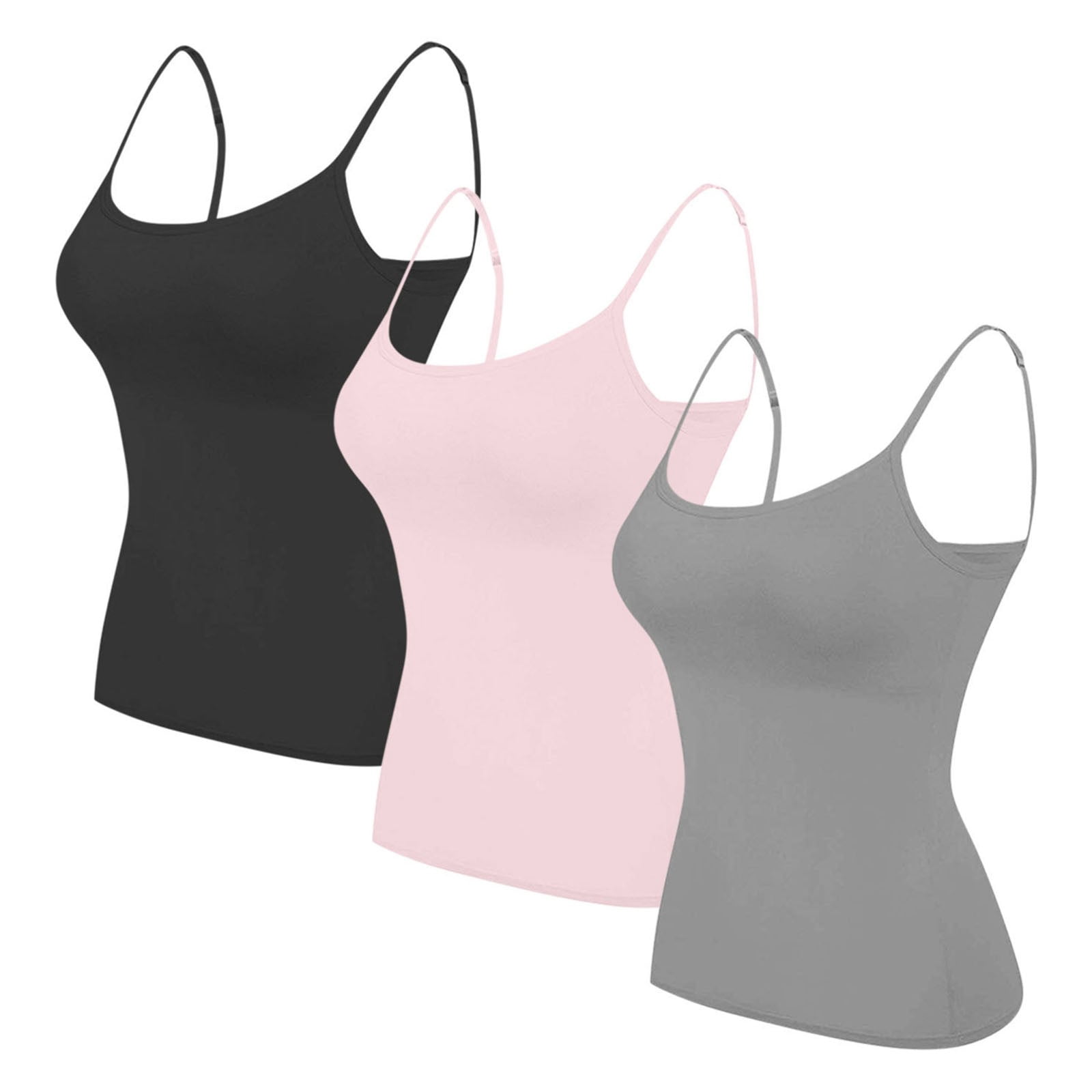 Timegard Débardeurs 3 Pcs pour Femmes Grande Taille Col Rond Camis Ajustés Doux Décontractés Couleur Unie Sans Manches