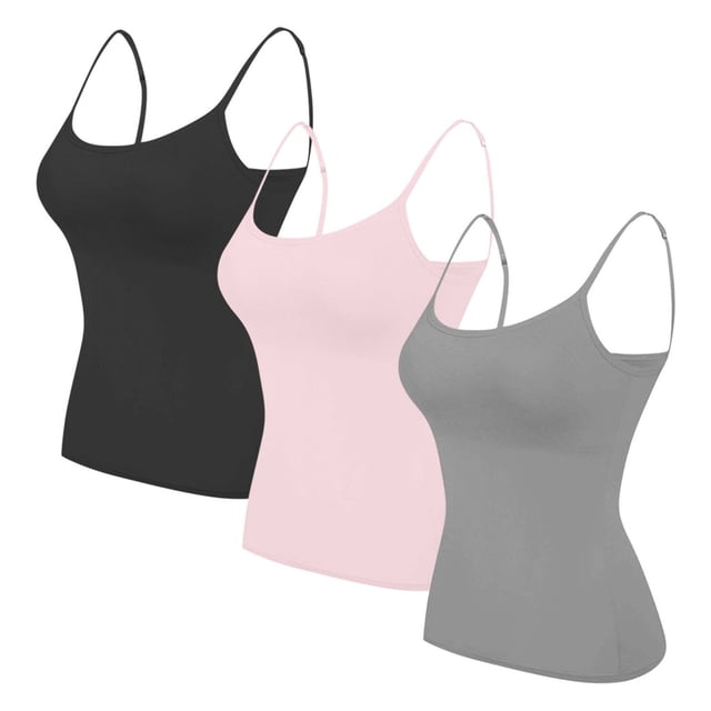 Timegard Débardeurs 3 Pcs pour Femmes Grande Taille Col Rond Camis Ajustés Doux Décontractés Couleur Unie Sans Manches