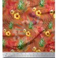 thumbnail image 1 of Soimoi Orange Poly Georgette Fabric Lily & Pine Fruits Print Fabric by Yard 52 Inch Wide, 1 of 3