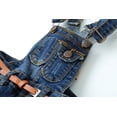 thumbnail image 4 of KIDSCOOL SPACE Little Girl Boy Fashionalble Jean Overalls,Toddler Ripped Denim Cute Slim Pants,Deep Blue,2-3 Years, 4 of 9