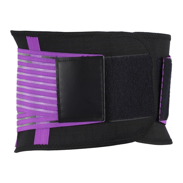 Unique Bargains Breathable Back Brace Lumbar Support Mesh Design Adjustable Straps Lower Back Brace Purple Size XL