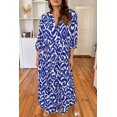 thumbnail image 4 of FOLUNSI Blue Elegance Maxi Dress: Geometric Print Charm, 4 of 8