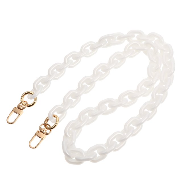 Shisuyan White Resin Handbag Chain with Metal Buckles Bag Handle Replacement Bag Strap