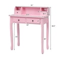 thumbnail image 2 of Costway Writing Desk Makeup Vanity Table Home Office Computer Desk 4 Drawer Pink, 2 of 10