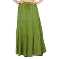 thumbnail image 1 of Phagun Women's Summer Fern Green Cotton Ethnic Design Skirt Drawstring Waist - 20, 1 of 1