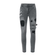 Ketyyh-chn99 Jeans pour hommes 2024 Pantalon occasionnel Short Pantalons hommes Casual droit Rise Slim Fit Ripped Jeans Grey,XL