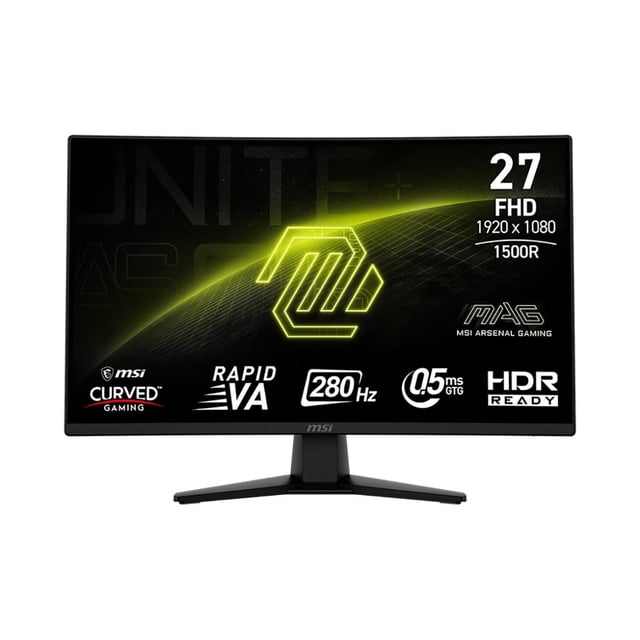 MSI 27 Pouces 1920 x 1080 (FHD) 280Hz 0.5ms (GTG) Incurvé 1500R Rapide VA Moniteur de Jeu Inclinable Réglable (MAG 274CXF)