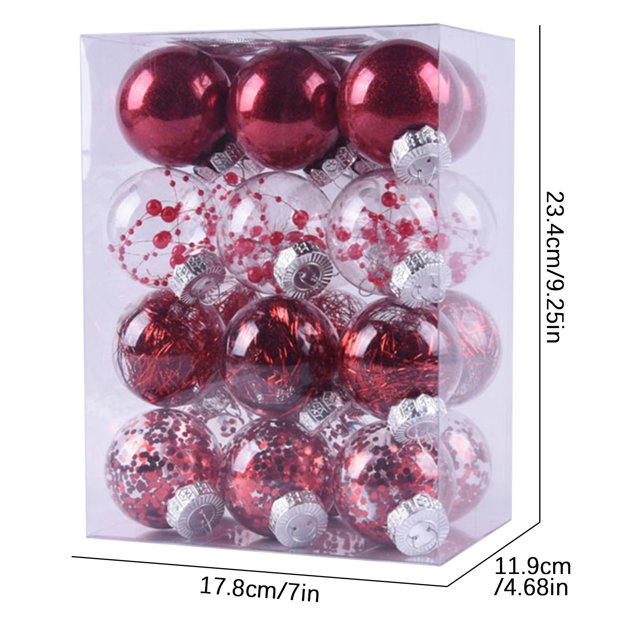 24Pcs Christmas Tree Ornament Pendant Party Supplies Tree Hanging Plastic Ball