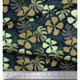 thumbnail image 2 of Soimoi Polyester Crepe Fabric Floral & Monstera Leaves Print Sewing Fabric Yard 52 Inch Wide, 2 of 3