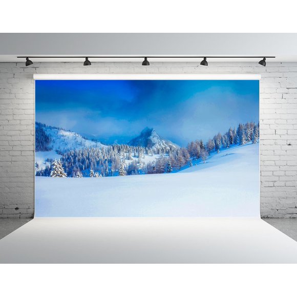 YUSDECOR 7x5ft Natural Scenery Background Winter Backdrops Snow Backdrops Photo Studio