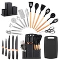 thumbnail image 2 of Silicone Stainless Steel Wooden Handle Multifunctional Kitchen Utensil Set, 20 Pcs, 2 of 13
