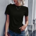 thumbnail image 2 of Womens Short Sleeve Solid Color Basics Crewneck Casual Top Pullover T-shirt, 2 of 6