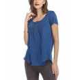 thumbnail image 1 of Innerwin T-Shirt Couleur Unie Hauts pour Femmes Été Manches Courtes T-Shirt Mode Bleu Clair G, 1 of 4