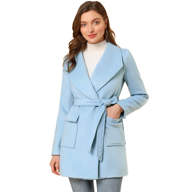 INSPIRE CHIC Manteau Trench Long Élégant pour Femme à Col Châle, Revers, Ceinturé