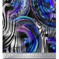 thumbnail image 1 of Soimoi Blue Poly Georgette Fabric Stripe & Leopard Animal Skin Print Fabric by The Yard 52 Inch Wide, 1 of 3