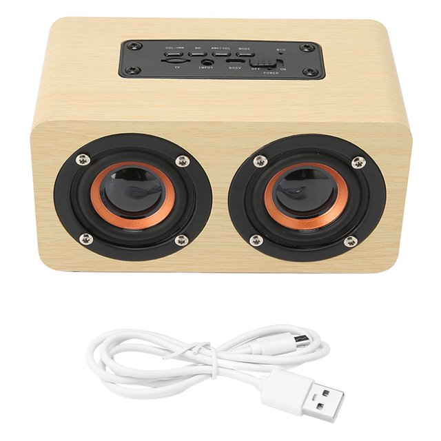 Retro Speaker, Portable Speaker Wood Grain Deep Bass Powerful Sound For Tablet For Projector Yellow Wood Grain