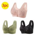 thumbnail image 3 of Bigersell Women Plus Size Bras Packs 3pcs Nursing Bra Style R-64 Breathable Lace Bras R-64-pinks, 3 of 6