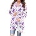 thumbnail image 2 of Cardigans Légers pour Femmes Cardigan à Manches Longues à Imprimé Floral à la Mode Veste Haut Cardigan Surdimensionné en Liquidation, 2 of 6