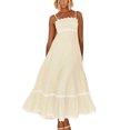 thumbnail image 1 of Bellella Robe d'Été de Plage pour Femme, Robe Maxi Bohème à Bretelles Spaghetti, Ample, Sans Manches, Évasée, Jaune, m, 1 of 4