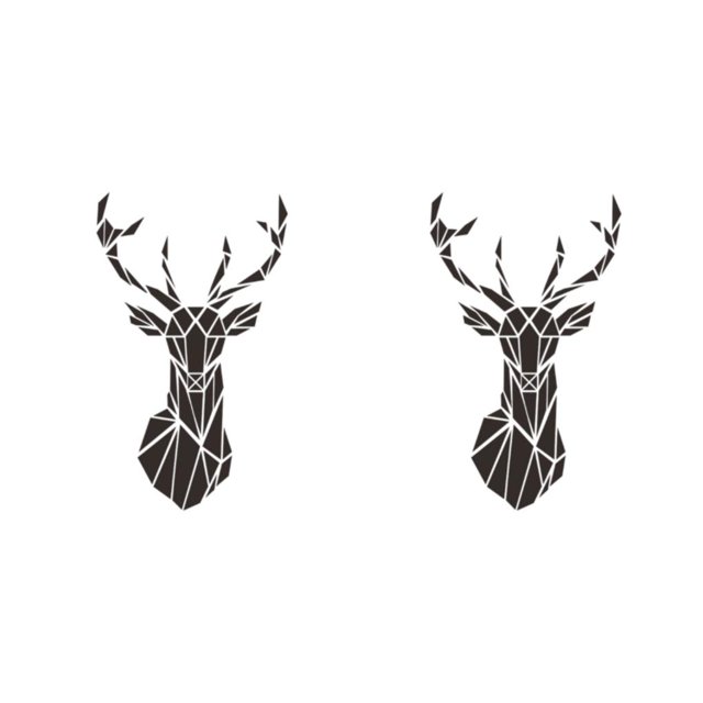 Decodeary Self Adhesive 3D Deer Head Mirror Wall Sticker For Easy Application black S 2Set