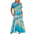 thumbnail image 2 of Fshaion Robe d'Été pour Femmes 2024 Grande Taille Décontractée à Manches Courtes Col Ras du Cou Robe Décontractée Fluide à Volants Maxi Robe de Plage avec Poches Robe Imprimée Liquidation à Moins de 10!, 2 of 7