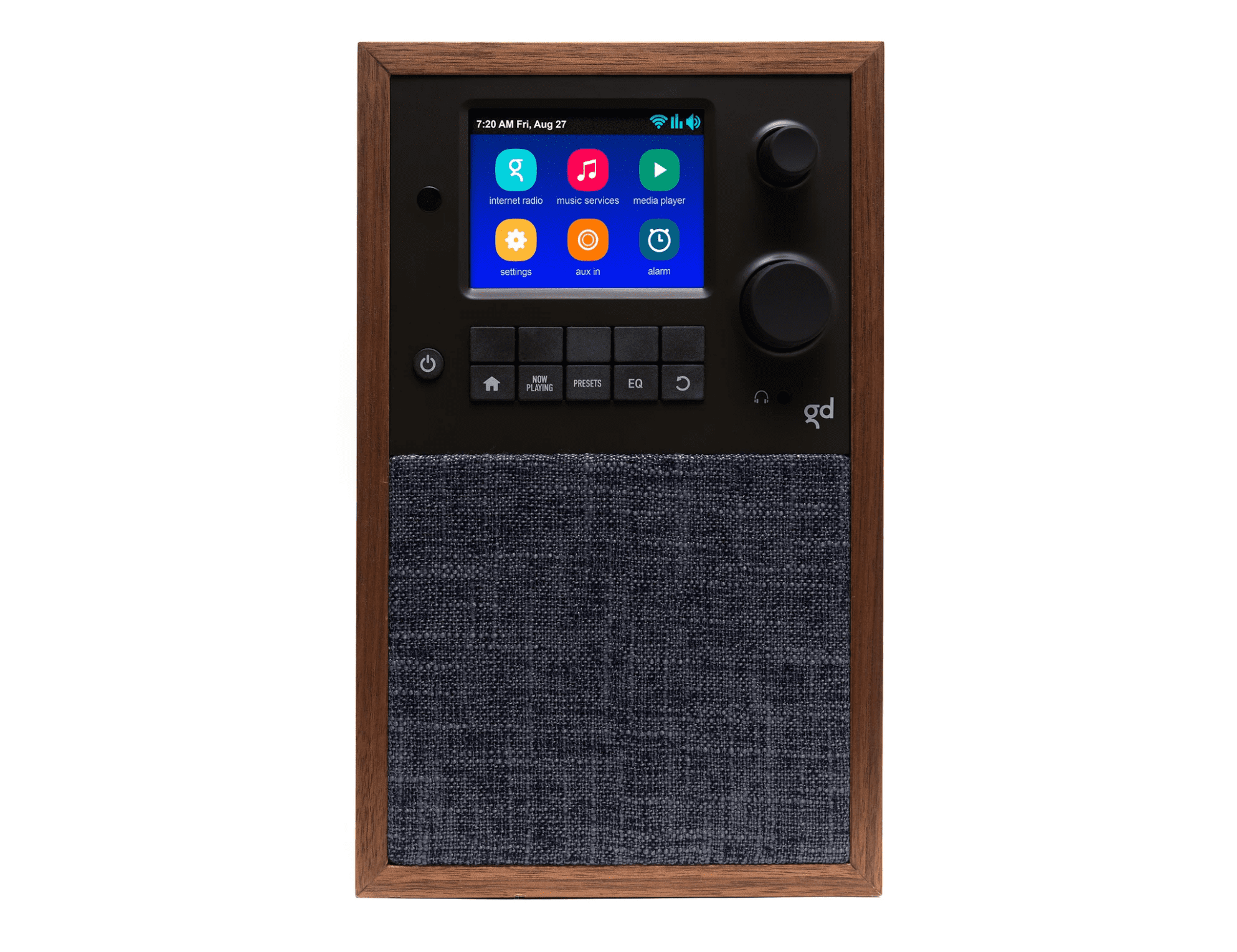 Grace Digital Mondo Alto Wireless Speaker, Bluetooth, Wi-Fi, Internet Radio, 7-Day Alarm – Microphone Free (Walnut)