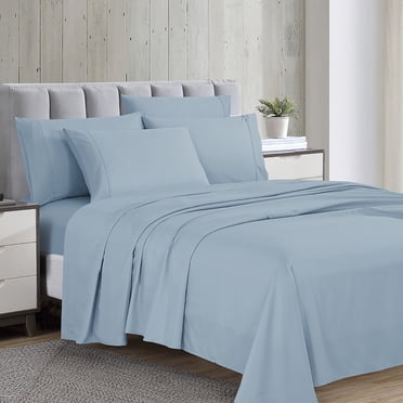 Swift Home Luxury 6-Piece Sheet Set with Extra Pillow Case, Queen, Blue Fog