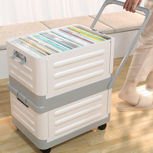EGNMCR Home Decor, Room Decor, Wall Decor Living Room Storage Box With Wheels Foldable Trolley Book Box Toy Classroom Storage Box Clothes Home Storage Box P lastic storage b ox