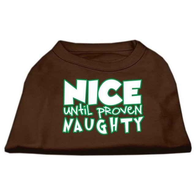 Nice Until Proven Naughty Screen Print Pet Shirt Brown Sm (10)