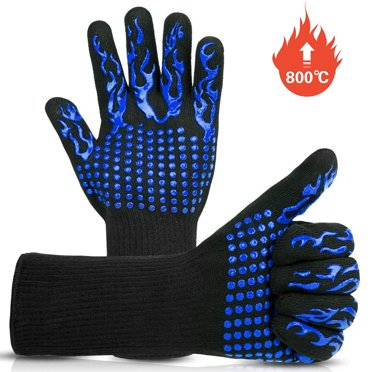 Gants de Grillade pour BBQ, Gants de Gril Résistants à la Chaleur Extrême 1472 °F, Mitaines de Four de Cuisine de Qualité Alimentaire, Gant de Cuisson en Silicone Antidérapant pour Barbecue, Soudage, Pâtisserie, Découpe