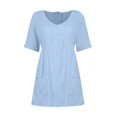 thumbnail image 4 of FcBaudy Robe à Manches Courtes à Col en V, Robes d'Été pour Femmes, Nouvelles Robes pour Femmes Robe à Manches Courtes à Col en V de Couleur Unie avec Poches Robe à Manches Courtes à Col en V Robe pour Femme, 4 of 7