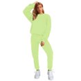 thumbnail image 2 of Innerwin Two Piece Outfit Drawstring Women Jogger Set Sports Long Sleeve Beam Foot Sweatsuits Fluorescent Green S, 2 of 6