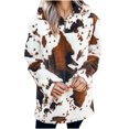 thumbnail image 1 of Women's Reversible Fleece Zipper Long Sleeve Pullover Stand Collar Cow Jacket Top, 1 of 9