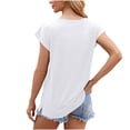 thumbnail image 3 of FAIWAD Tunique à Manches Courtes pour Femmes avec Poche, Col Rond, Couleur Unie, T-Shirt Ample d'Été, 3 of 4