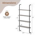 thumbnail image 3 of Costway 2 PCS 4-Tier Wall-mounted Ladder Shelf Display Bookshelf with Heavy-duty Metal Frame, 3 of 10