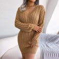 thumbnail image 4 of Vêtements d'Hiver pour Femmes Robe Chandail Tricotée Moulante à Col en V avec Sac à la Taille pour l'Automne et l'Hiver pour Femmes, 4 of 7