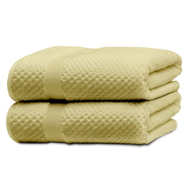 Kingrest 100% Cotton Bath Towel Sets of 2 Pieces, 2 Bath Towel, Highly Absorbent Towels for Bathroom, Gym, Hotel - Yellow