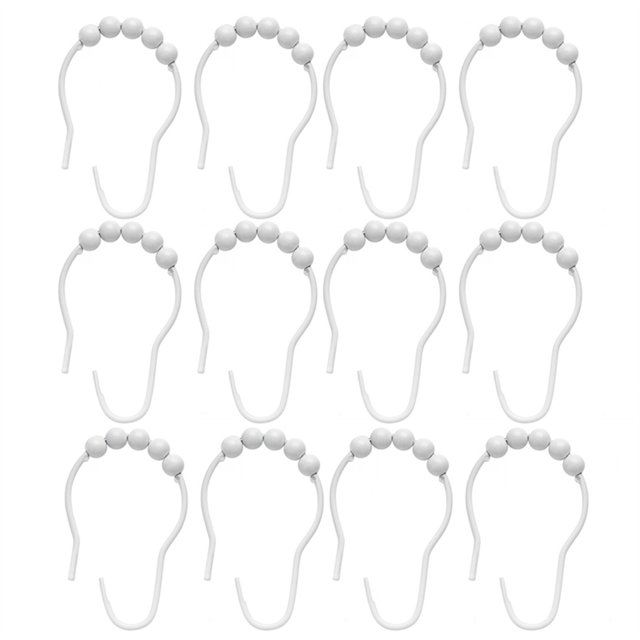 QualitChoice 12 Pieces Stainless Steel Shower Curtain Hooks Rod Hangers Rings Universal Hardware Accessories Replacement Parts White 1Set