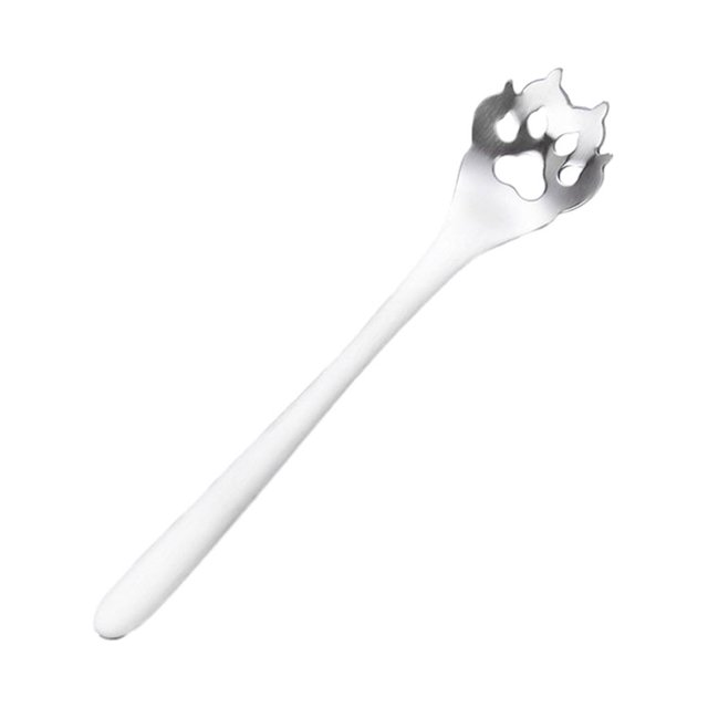 Ruiboury Exquisite Stainless Steel Mixing Spoon For Tea Essential For Tea Lovers Essential For Tea Drinking Stainless Steel Spoon Dog Paw Colander Sil 1 5Set