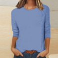 thumbnail image 2 of Yuyuzo Tuniques pour Femmes Grande Taille Décontractées à Manches 3/4, Col Ras du Cou, Chemises Unies, Coupe Ample, T-Shirts Basiques, 2 of 5