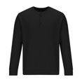 thumbnail image 3 of Penkiiy Men's Solid Color 3-Button Round Neck Waffle Long Sleeved Shirt Black, 3 of 8