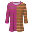 thumbnail image 4 of RXIRUCGD T-shirt à Rayures pour Femme à Col Rond et Manches 3/4, Rose Vif, Taille : 3TG, 4 of 5