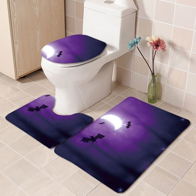 Yhmxh Bathroom Rugs Bathroom Super Absorbent Bats Floor Mat Three-piece Bathroom Non-slip Mat U-shaped Floor Mat Toilet Seat Mat Living Room Rug Bath Mat