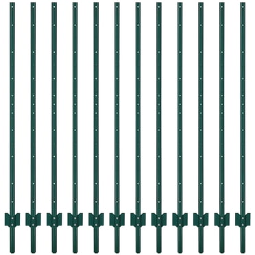 Poteaux de Clôture en Acier à Canaux en U – Revêtement en Poudre Robuste – Épaisseur de 2 mm, Résistants à la Corrosion et aux UV – Piquets Métalliques Anti-Crevaison – Installation Facile – Clôture de Jardin, Cour, Ferme et Fil Métallique – 5 Pi, Lot de 12