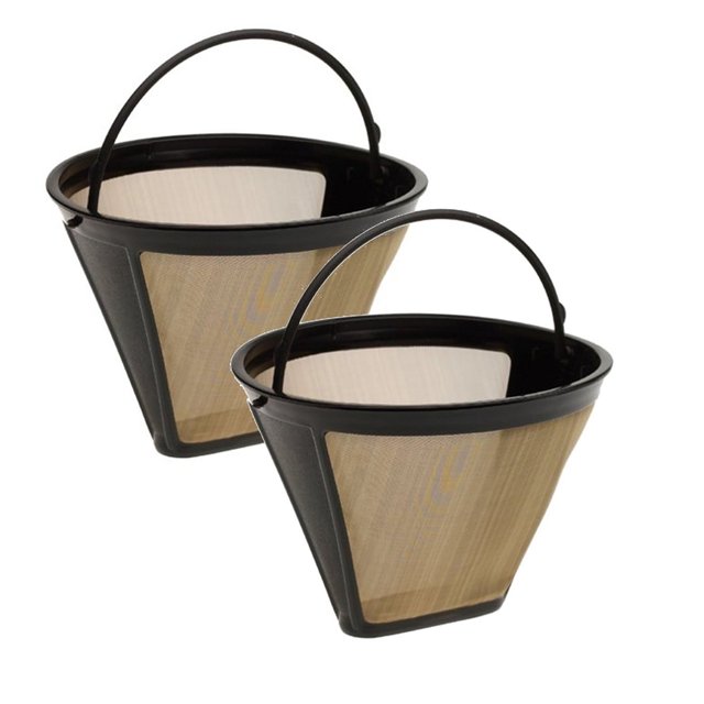 Ruiboury 2 Pcs Filtre à Café Permanent en Forme de Cône Cafetière Filtre Lavable en Acier Inoxydable Réutilisable Outil à Thé