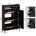 thumbnail image 2 of Yiwa Rattan Shoe Cabinet for Entryway, Hidden Wood Shoe Rack Storage with 3 Flip Drawers, Narrow Freestanding Shoe Organizer Cabinet for Hallway, Easy Assembly, 2 of 8